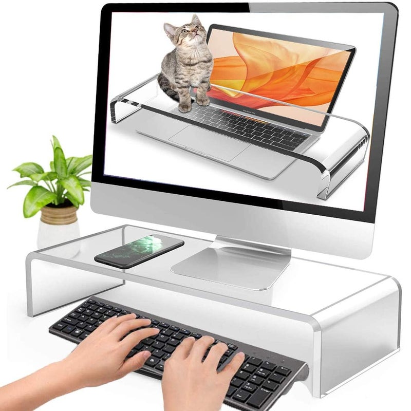 VAOLLO Clear Acrylic Keyboard Cover Protector Anti-Cat,2 in 1 Keyboard Bridge Protector and Monitor Stand - Image 3
