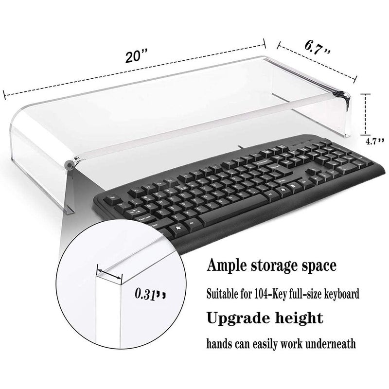 VAOLLO Clear Acrylic Keyboard Cover Protector Anti-Cat,2 in 1 Keyboard Bridge Protector and Monitor Stand - Image 4