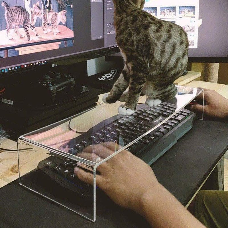 VAOLLO Clear Acrylic Keyboard Cover Protector Anti-Cat,2 in 1 Keyboard Bridge Protector and Monitor Stand - Image 1