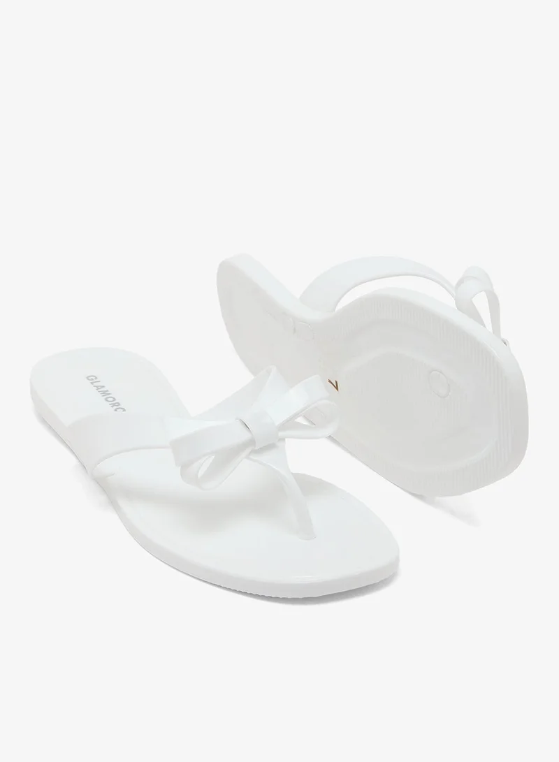 GLAMOROUS Jelly Bow Detail Flip Flops