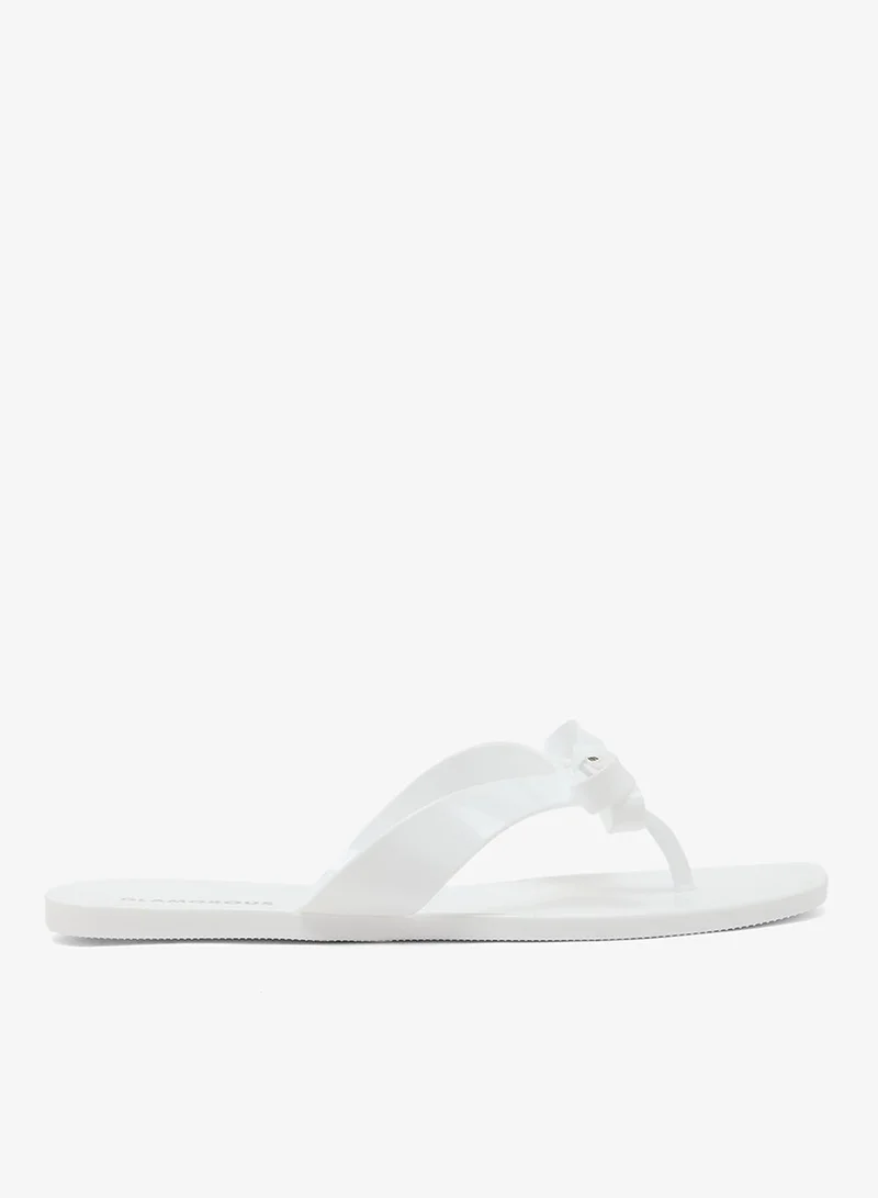 GLAMOROUS Jelly Bow Detail Flip Flops