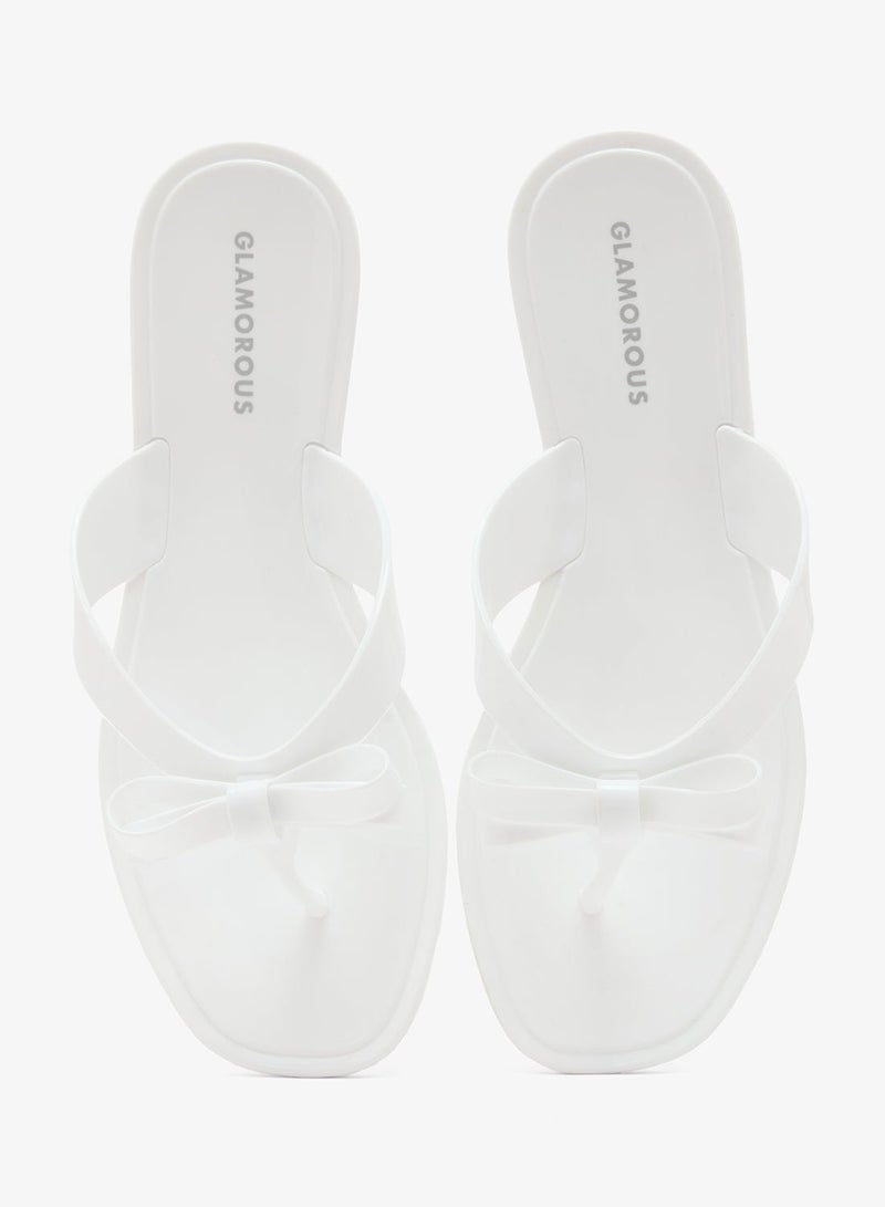 GLAMOROUS Jelly Bow Detail Flip Flops - Image 5