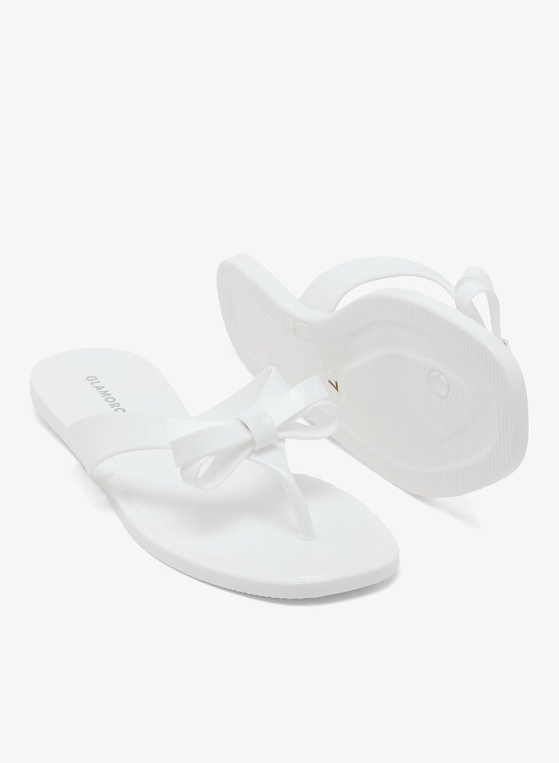 GLAMOROUS Jelly Bow Detail Flip Flops - Image 3