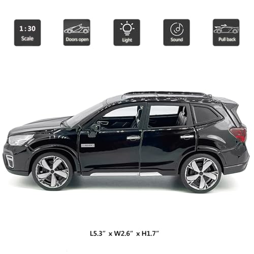 VIIGER 130 Scale 2021 Forester eBoxer SUV Model Toy Car Metal Diecast Toy Vehicle Doors Open Light Sound Pull Back Toys for Boys Kids Gifts Men Collection Home Office Dcor Black - Image 5