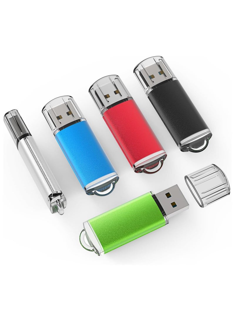 USB Flash Drive 5 Pack 4GB USB 2.0 Flash Drive Memory Stick USB Drive Thumb Drives USB Stick (5 Mixed Colors）  - Image 1