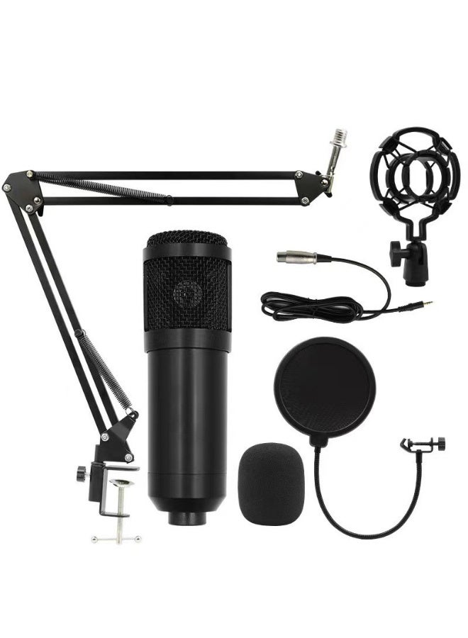 حزمة الميكروفون المكثف ZFSZ Professional BM800 - ميكروفون تسجيل استوديو ذو نمط قطبي مع حامل ذراع مقصّي قابل للتعديل، وحامل عازل للصدمات، وفلتر صوت، وكابل XLR إلى 3.5 مم للاستخدام مع أجهزة الكمبيوتر، والبث المباشر، والبودكاست، والألعاب - Image 1