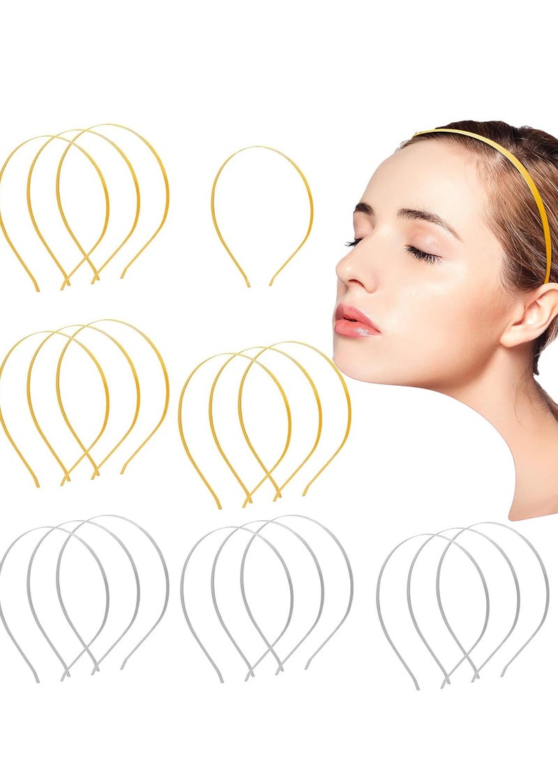 Zikra 20 Pieces Metal Thin Silver Gold Headbands Smooth Headband Hair Bands Clasps Tiara DIY Craft Accessories for Women Girls - Image 1