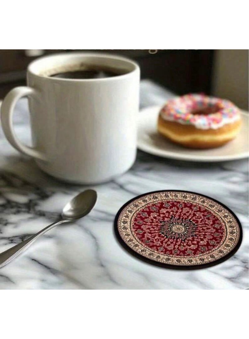 مجموعة قواعد أكواب من  6 قطع ذات نمط المندالا باللون البني والأحمر الداكن، - Image 2