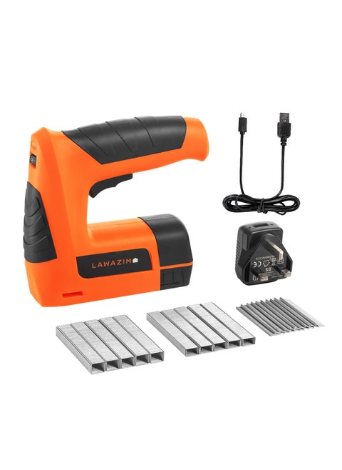 Stapler 3.6V Lithium Cordless | Professional Staple and Nail Gun, Battery Powered Wire Stapler, Brad and Pin Nailer for Upholstery, Framing, Roofing, Crafts, Fencing, Cable