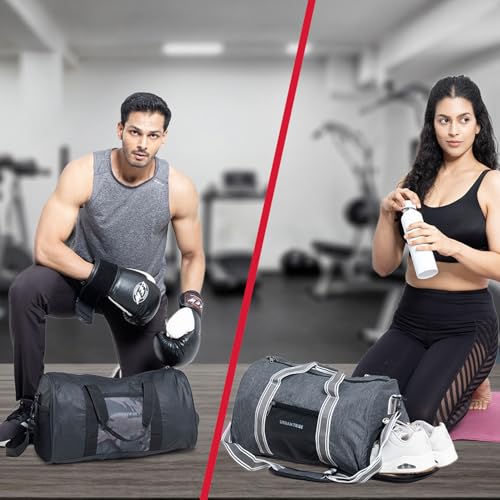 URBAN TRIBE Fury Gym Bag for Men and Women | Sports Duffle Bag with Shoe Compartment | Workout, Exercise, Fitness | Black - Image 2