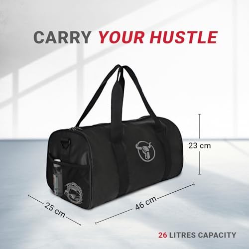 URBAN TRIBE Fury Gym Bag for Men and Women | Sports Duffle Bag with Shoe Compartment | Workout, Exercise, Fitness | Black - Image 4