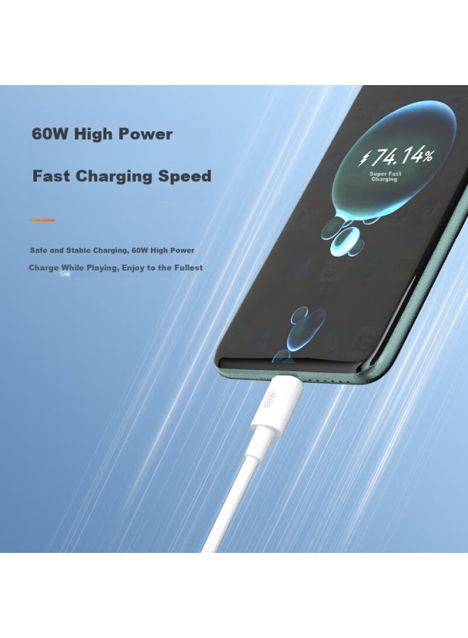 Newmine Type-c To Type-c Pd60w Fast Charging Cable For Car Iphone15/ipad Pro Apple 2m White - Image 3