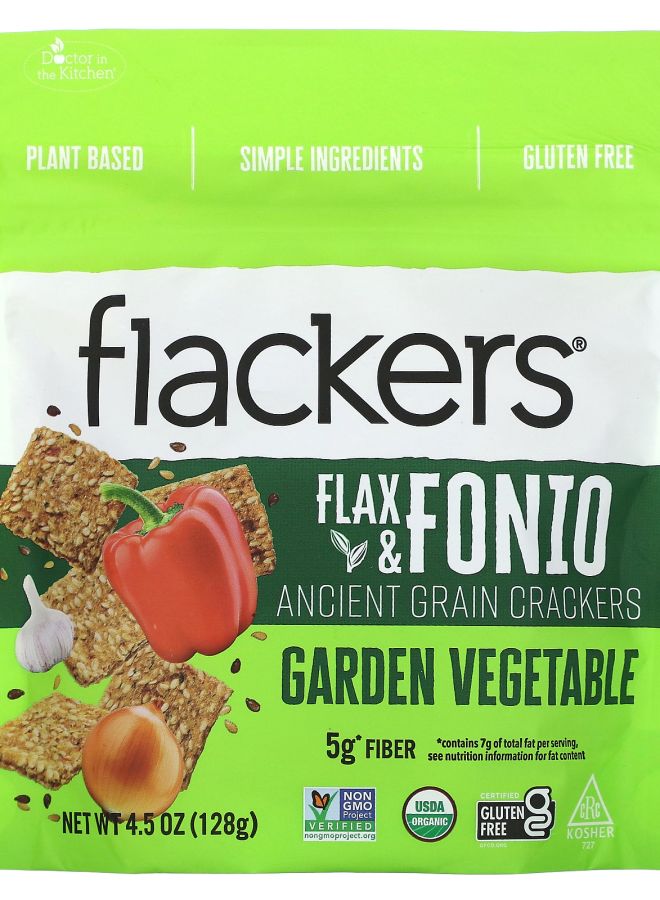 Flax & Fonio Ancient Grain Crackers Garden Vegetable 4.5 oz (128 g)