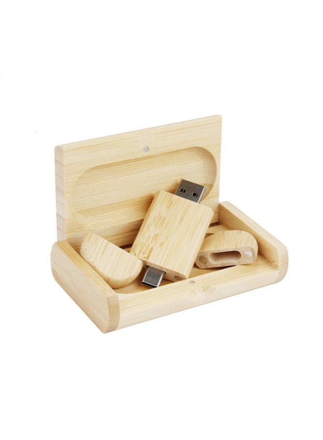 Loquat JASTER Wooden USB 3.0 USB Disk 128GB Large Capacity Mobile Phone USB Disk Creative Printable Engraving Graduation Gift-Colour:Bamboo Box+u Disk 2.0-Capacity:128GB - Image 1