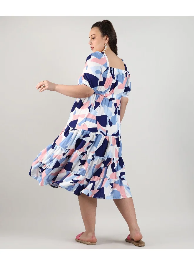 انستافاب بلس فستان نسائي متوسط ​​الطول متعدد الألوان