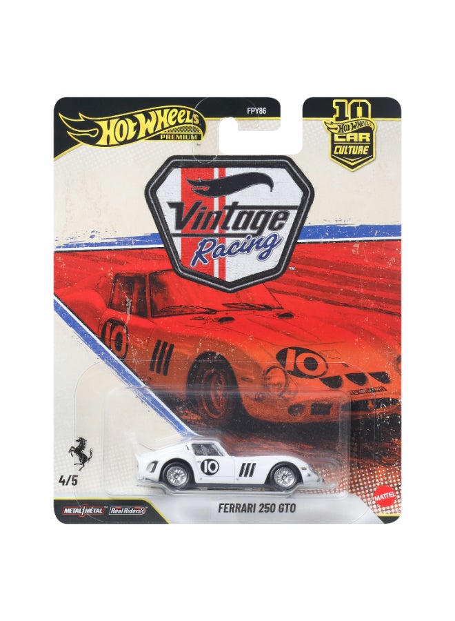 Hot Wheels Car Culture Premium 1:64 Scale Die-Cast Toy Ferrari 250 GTO, Collectible Vehicle with Real Riders Tires & Metal/Metal Body & Chassis - Image 1