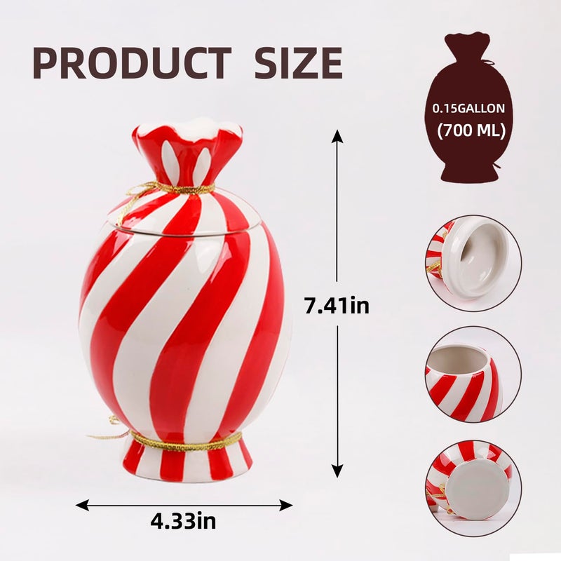 DIF DECO Christmas Ceramic Food Storage Jars with Lid, 24.7 OZ Hand printed Xmas Candy Jar Coffee Cookie Container for Snacks, Sugar Containers, Tea, Spice, Cereal, Nut - 700ml - Image 3