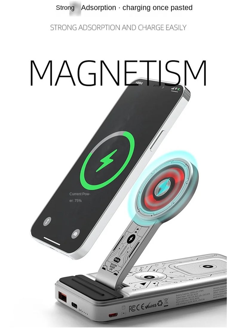 Generic - Mfish 20000mAh 5-in-1 Magnetic Wireless Power Bank with 22.5W Fast Charging – Portable Multi-Function Charging Station - Black - Image 1