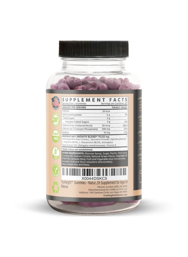 TruHeight Growth Gummies (Grape) Natural Growth & Development Supplement for Kids & Teens - Vitamin D, K, Calcium & Ashwaganda - Bone Strength Vitamins - Picky Eater Vitamin for Kids - Ages 5+ - Image 2
