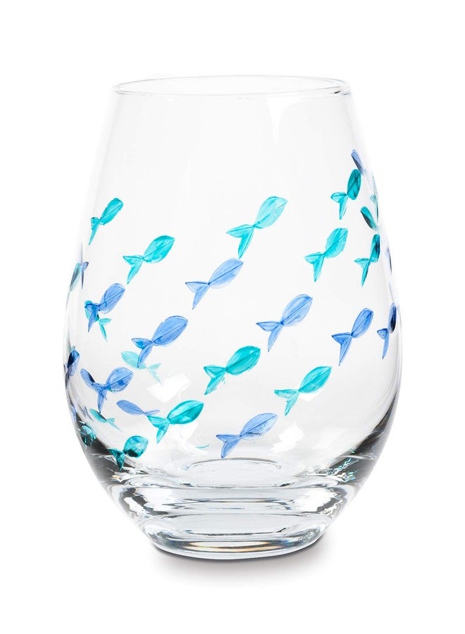 Abbott Collection Blue/Green Fish Stemless Goblet, 1 Count (Pack of 1) - Image 1