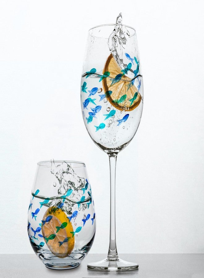 Abbott Collection Blue/Green Fish Stemless Goblet, 1 Count (Pack of 1) - Image 4