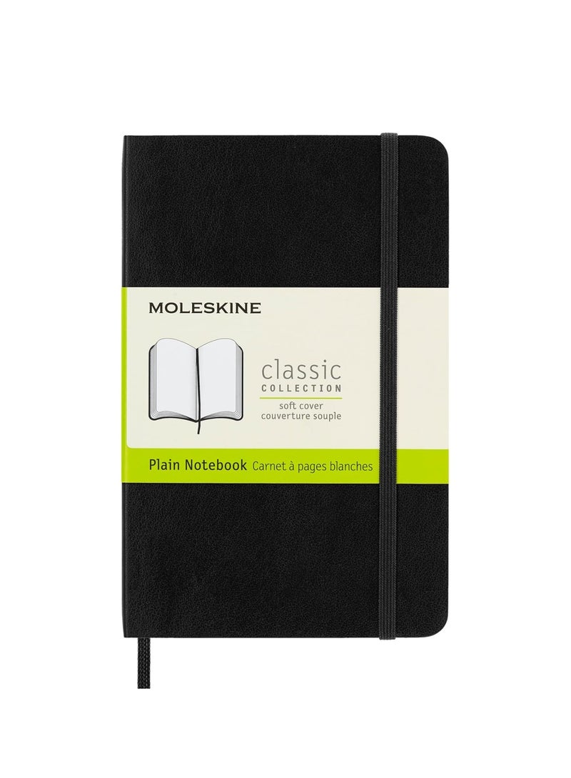 MOLESKINE 1-Piece Classic Pocket Size Soft Cover Plain Notebook 9x14cm Size Black - Image 1