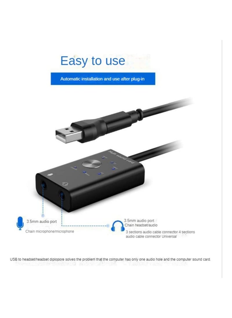 ELIKLIV External sound card USB 7.1 5.1 + Type-C to 3.5mm connector, headphone audio adapter, microphone for Windows, Mac, Linux, Android USB sound card USB and USB C to 3.5mm audio adapter Stereo headset and microphone adapter Compatible with 6 sound effects  - Image 2