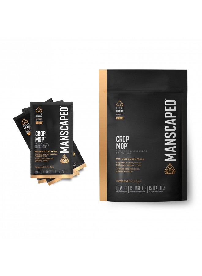 Manscaped Refining The Gentleman MANSCAPED Crop Mop On-The-Go Individually Wrapped Ball Wipes, Anti-Chafing Male Hygiene Body Wipes, Cleaning Wipe Designed for the Male Groin Area with Refreshing Aloe Vera, 15 Pack  - Image 1