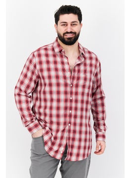 Men Regular Fit Plaid Long Sleeves Casual Shirt, Red Combo