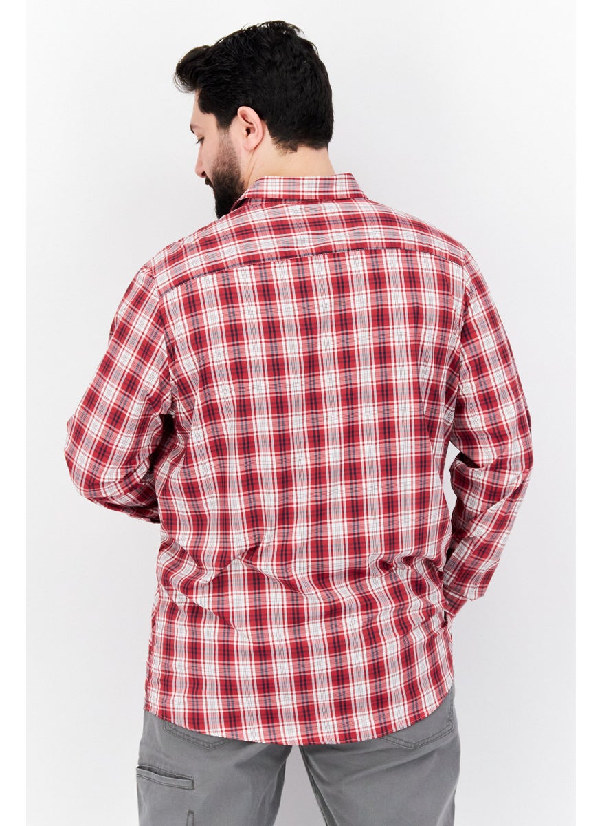 Club Room - Men Regular Fit Plaid Long Sleeves Casual Shirt, Red Combo - Image 1