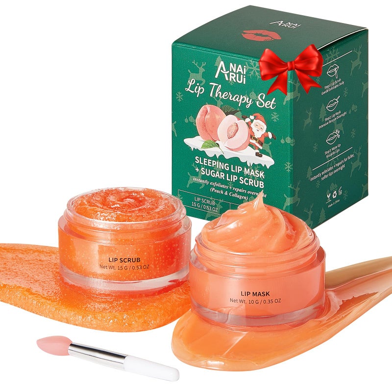 ANAI RUI Stocking Stuffers For Teen Girls, Lip Scrubber Exfoliator & Lip Balm Hydrating, Lip Exfoliator Scrub and Moisturizer Stocking Stuffers For Women, Lip Sleeping Mask for Dry Dark Lips - Image 1