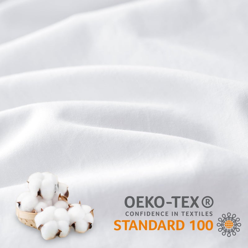 ATsense Duvet Cover, Queen Size, 100% Washed Cotton, Linen Feel, White Comforter Cover Set, Super Soft Comfortable, 3-Piece Bedding Set, Easy Care, Simple Farmhouse Style - Image 3