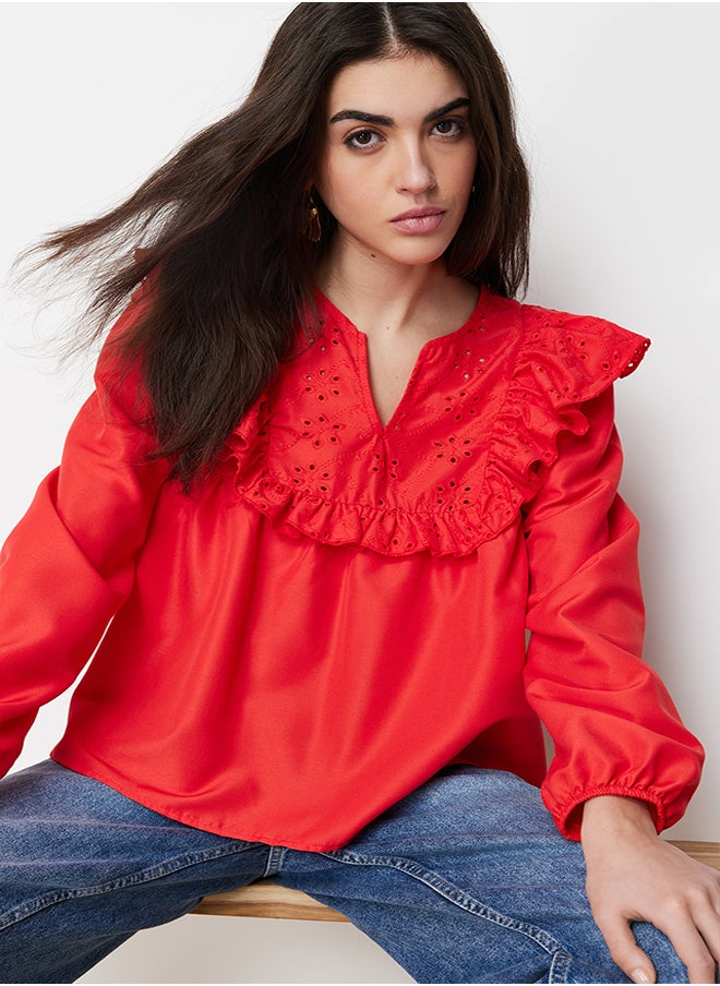 Pomegranate Blossom Flounce Detail Woven Blouse TWOSS24BZ00342 - pzsku/Z74EEAD259C4B335D502BZ/45/_/1730941491/7fcdd46b-6dff-4397-8489-5ba6f77ba88d