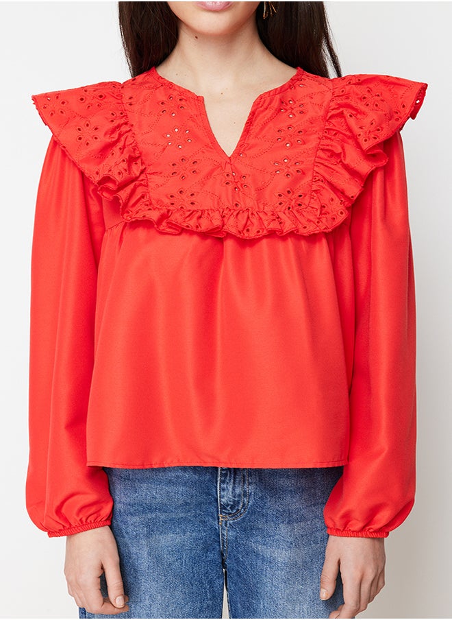 Pomegranate Blossom Flounce Detail Woven Blouse TWOSS24BZ00342 - pzsku/Z74EEAD259C4B335D502BZ/45/_/1730941494/8c650312-1fbc-4d5b-bf8f-c4be6c12f5e6