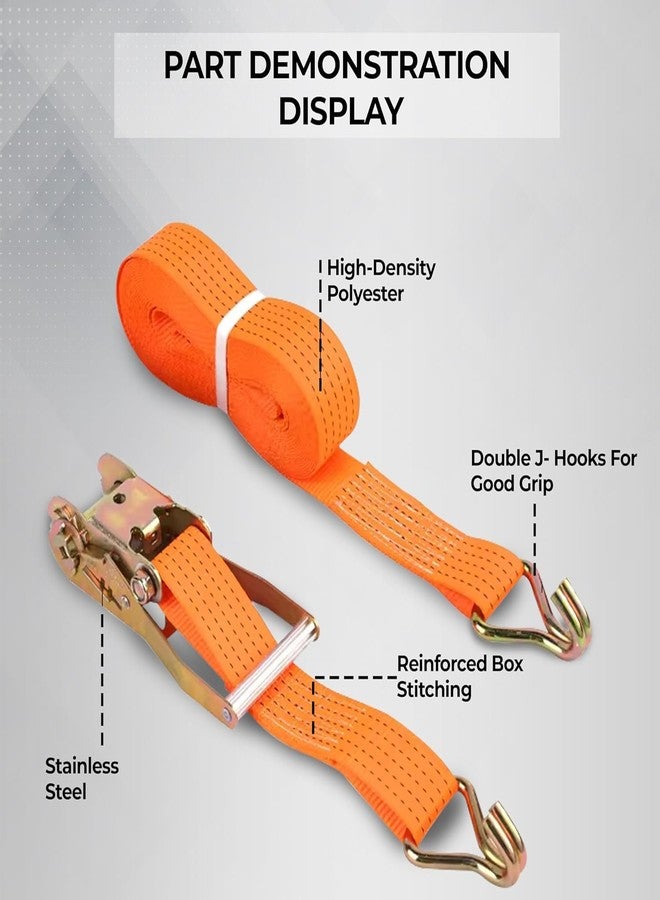 Adrohai Heavy Duty Ratchet Belt Tie Down Strap Heavy Duty Lashing Cargo Ratchet Strap Rope Cam Buckle Truck Padded Cam Lock Buckle Break Strength Capacity (10M - 3000KG) - Image 5