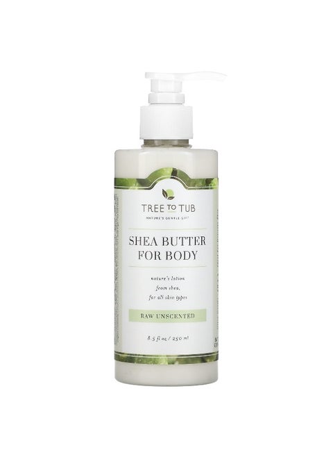 Tree To Tub, Shea Butter Moisturizing Body Lotion, Non-Greasy, Hydrating for Dry, Sensitive Skin, Unscented, 8.5 fl oz (250 ml)