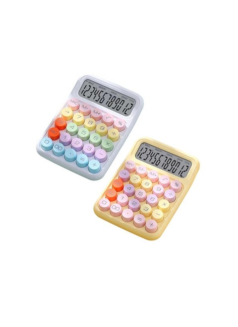 Creative Colorful Candy Color Electronic Calculator, Desktop Calculators with 12 Digit LCD Display and Big Round Buttons Cute Calculator for Office,School, Home, Business