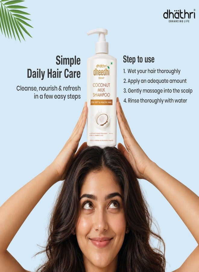 Dhathri Dheedhi Daily Coconut Milk Shampoo with Almond Oil & Aloe Vera | Moisturising & Hydrating Shampoo for Soft, Silky Hair | Paraben Free | For Men & Women | All Hair Types | 300ml - Image 4