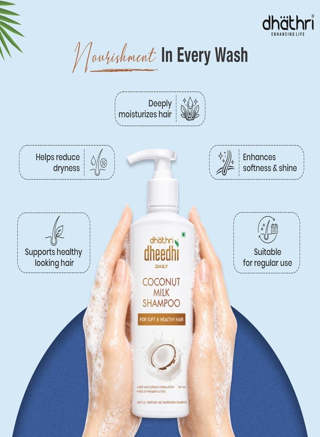 Dhathri Dheedhi Daily Coconut Milk Shampoo with Almond Oil & Aloe Vera | Moisturising & Hydrating Shampoo for Soft, Silky Hair | Paraben Free | For Men & Women | All Hair Types | 300ml - Image 5