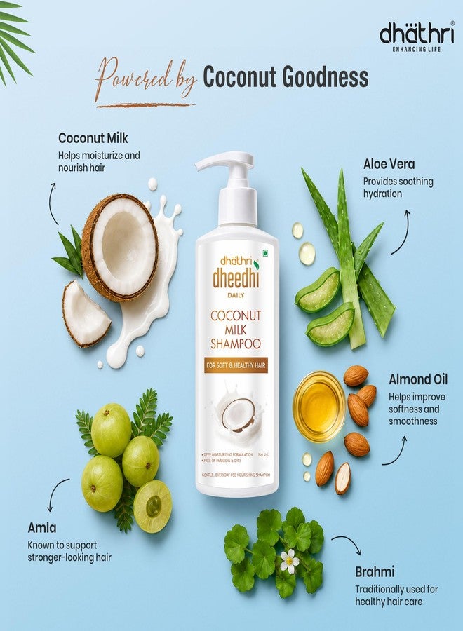 Dhathri Dheedhi Daily Coconut Milk Shampoo with Almond Oil & Aloe Vera | Moisturising & Hydrating Shampoo for Soft, Silky Hair | Paraben Free | For Men & Women | All Hair Types | 300ml - Image 3