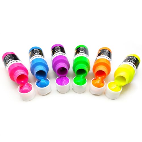 Artecho Neon Paint 6 Colors, 60 ml / 2 oz Acrylic Paint for Decoration, Art Painting, Outdoor and Indoor Art Craft, Supplies for Canvas, Rock, Wood, Waterproof Rich Pigments - Image 5