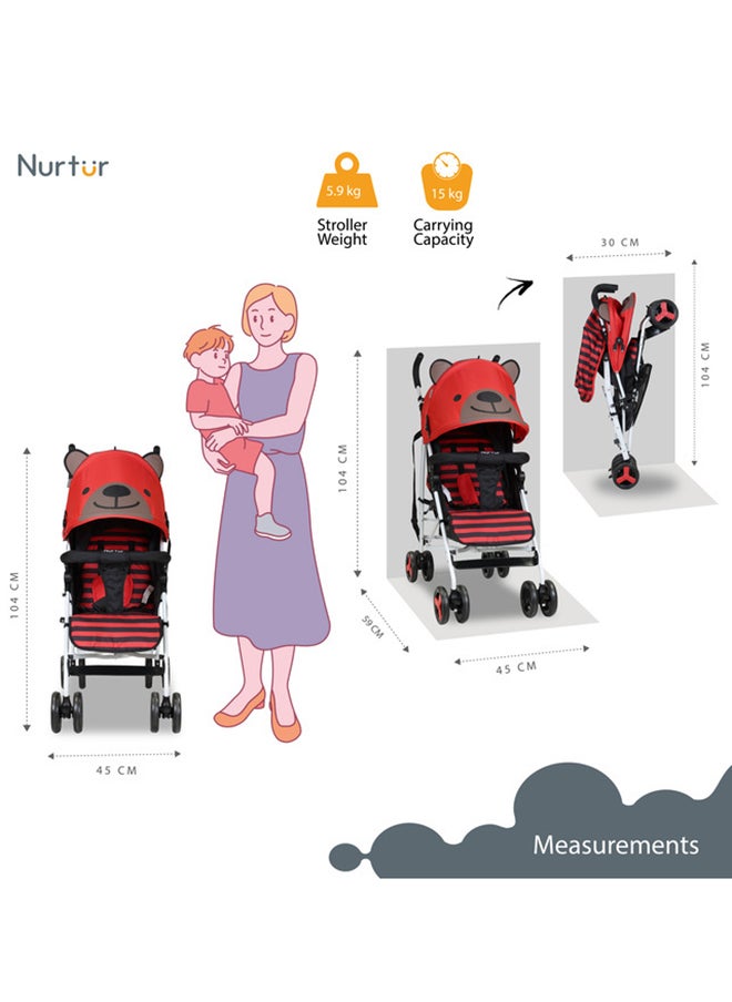 Nurtur عربة أطفال لوكا بير خفيفة الوزن مع سلة تخزين، للأطفال من 0 إلى 36 شهرًا  - Image 4
