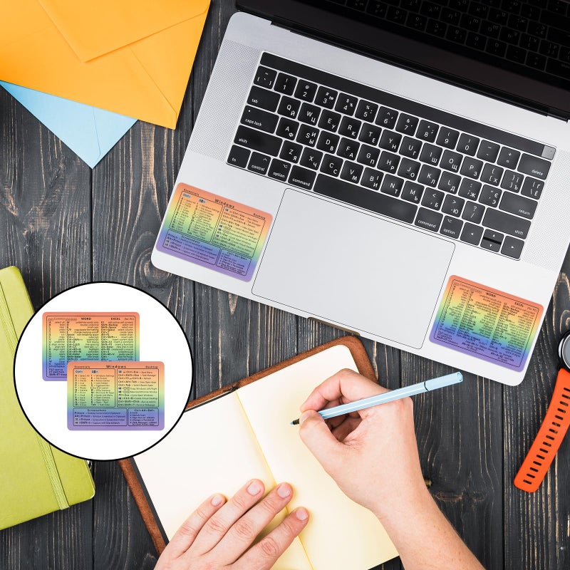 LLOUSSAK 4pcs Windows Shortcut Sticker, Excel Cheat Sheet, Shortcut Stickers for Laptop, Reference Guide Keyboard Shortcut Sticker, Laptop Keyboard Stickers, Keyboard Shortcuts Cheat Sheet(Gradient) - Image 4