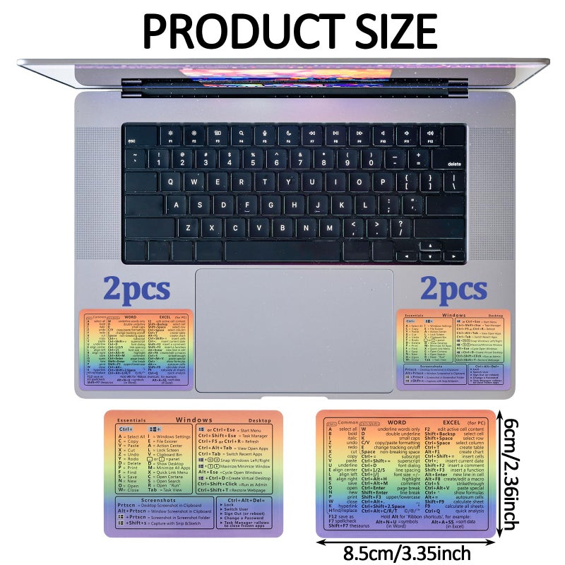 LLOUSSAK 4pcs Windows Shortcut Sticker, Excel Cheat Sheet, Shortcut Stickers for Laptop, Reference Guide Keyboard Shortcut Sticker, Laptop Keyboard Stickers, Keyboard Shortcuts Cheat Sheet(Gradient) - Image 2