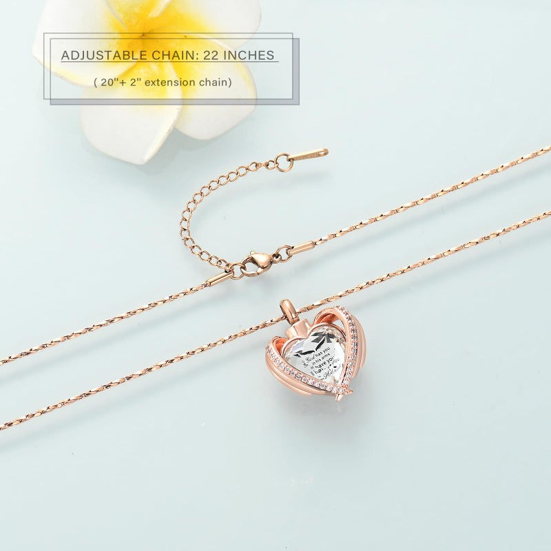 Imrsanl Angel Wing Heart Urn Pendant Necklaces for Women Girls Crystal Birthstone Cremation Jewelry Urns for Human Ashes Memorial Locket Keepsake Jewelry(Rose Gold-White) - Image 4