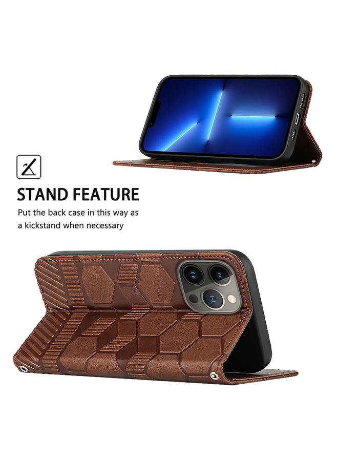 Zaboon Case For iPhone 13 Pro Football Texture Magnetic Leather Flip Phone Case - Image 5