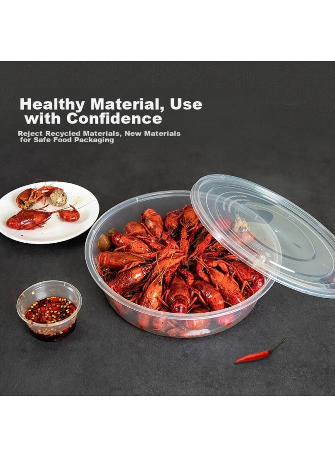 Temeiju Disposable Food Containers, Takeout Packaging Boxes With Lids, Round Soup Bowls, Large Capacity Plastic Dining Bowls, 3000 Model, 30 Sets - Image 2