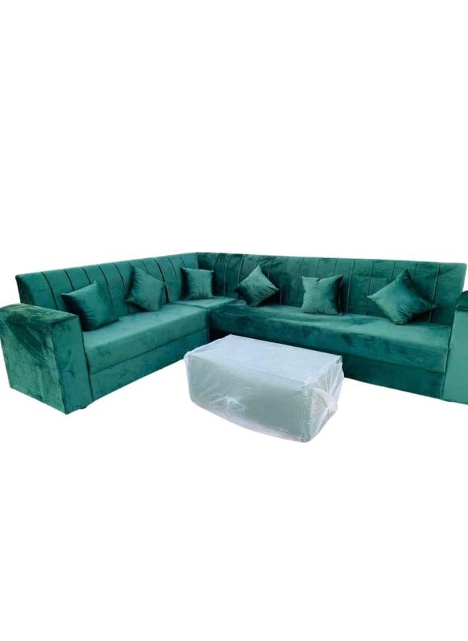 Maharat Al Bahar - L Shape Mab Sofa Set With Table & Pillow  6 Seaters Green250x80x80 - Image 1