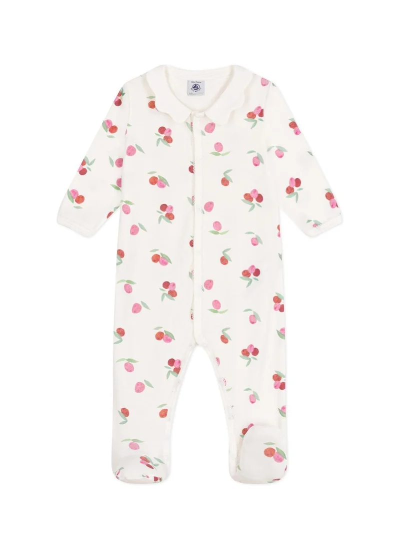 Petit Bateau Babies' cotton pyjamas with a fruit petal collar