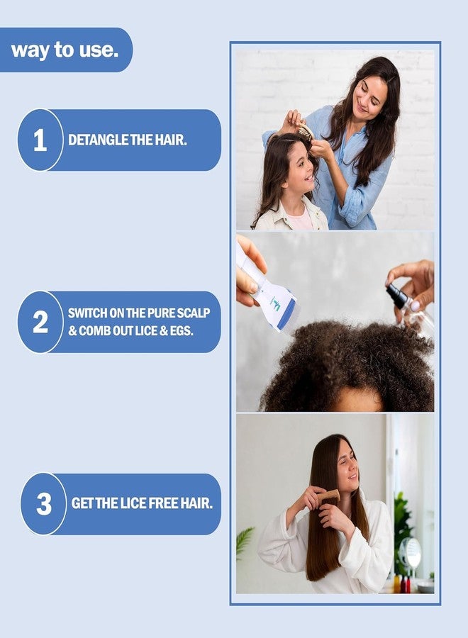 FLUZOV Electric Head Lice Removal Comb - Chemical-Free Nit & Egg Remover Machine - Vacuum Suction Lice Extractor for Kids & Adults - Includes 2 Disposable Capture Filters, White/Blue - Image 4